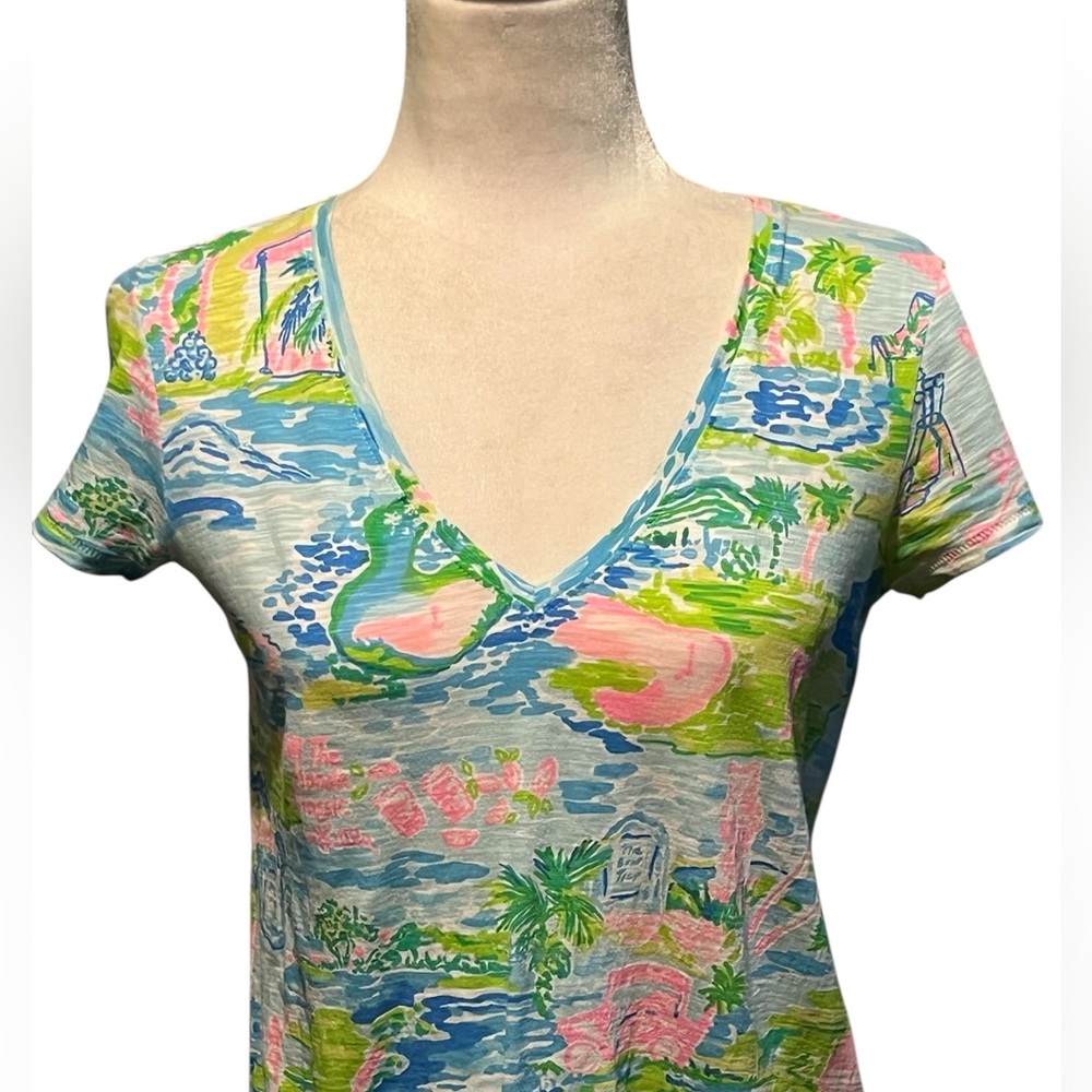 Lilly Pulitzer Honda Classic PGA Golf Etta V Neck Tee Shirt Top Size XS - Picture 2 of 16